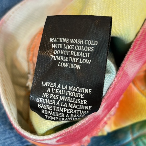 Blank NYC Denim Jean Jacket Size S Small Rainbow Colors and Cropped Look - Picture 11 of 11